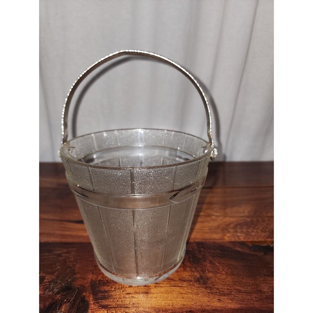 Glass Ice Bucket Vintage Silver Handle Candy Dish